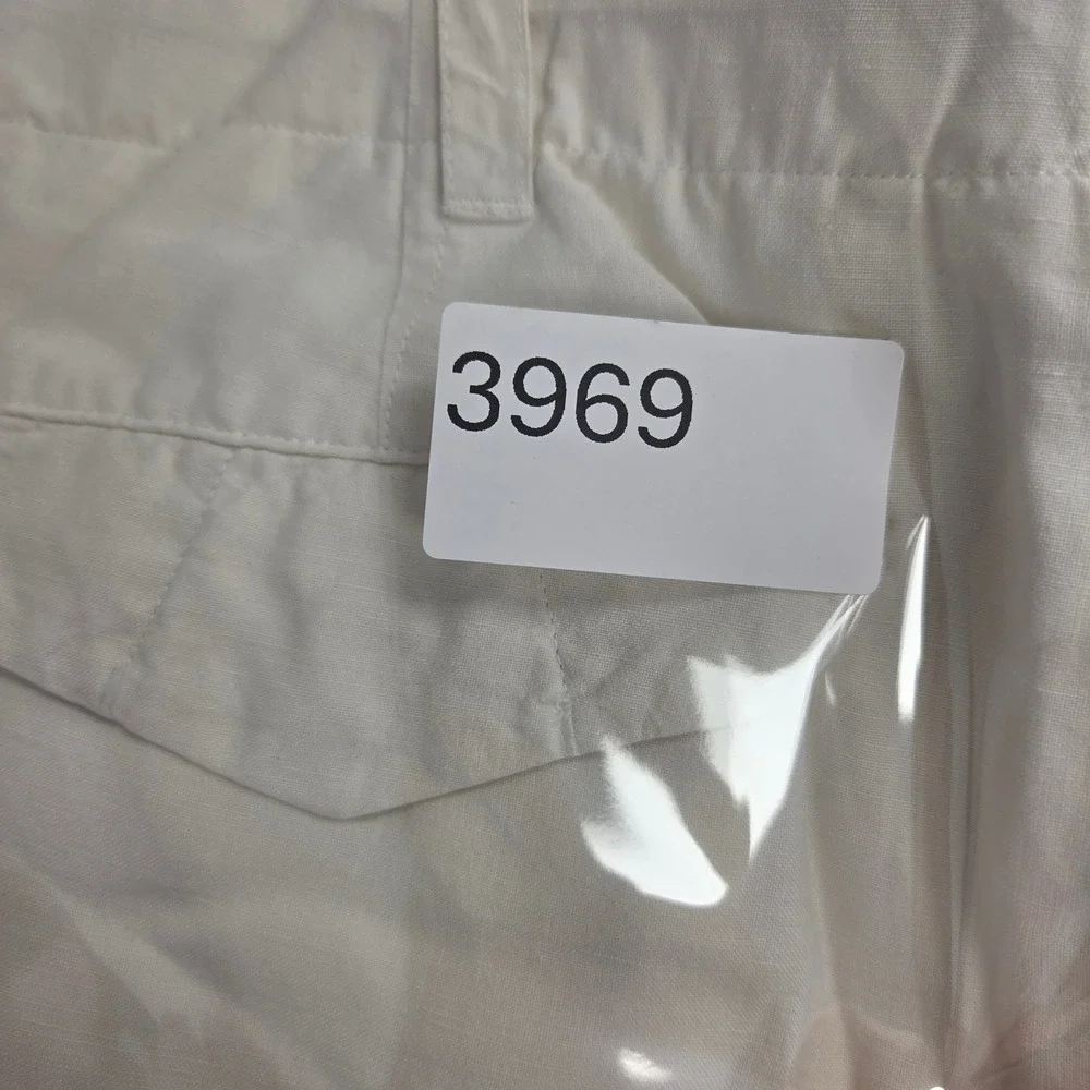 Polo Ralph Lauren Mens Cream Linen Silk Blend Shorts Size 38 White Flat Front